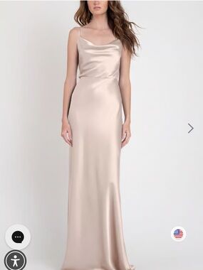 Jenny Yoo Sylvie Cowl Satin Gown in Prosecco